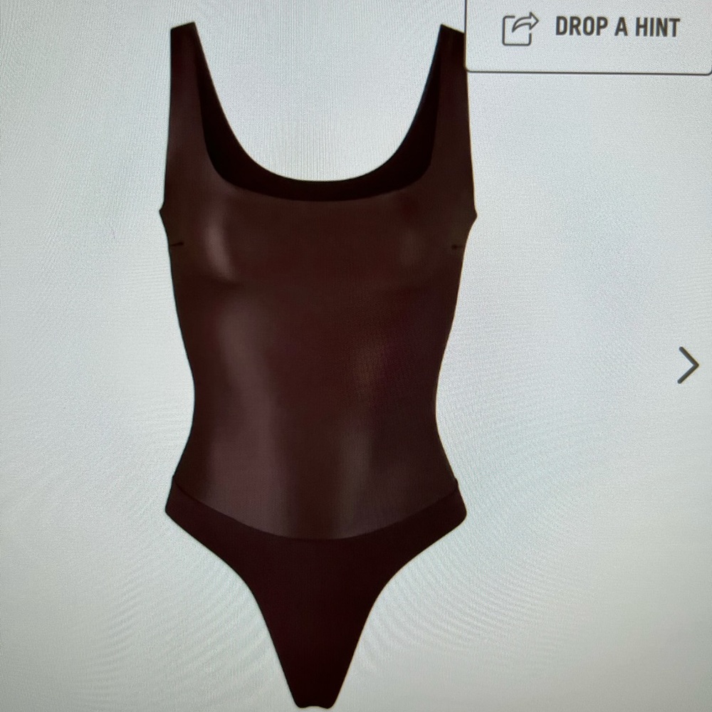 Skims Faux Leather Scoop Bodysuit - Cocoa